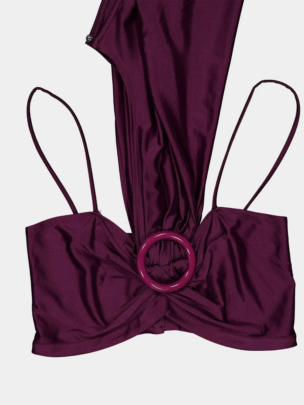 Magenta Ruched Cropped Viscose Top sold by Fashion Clinic product image thumbnail 3