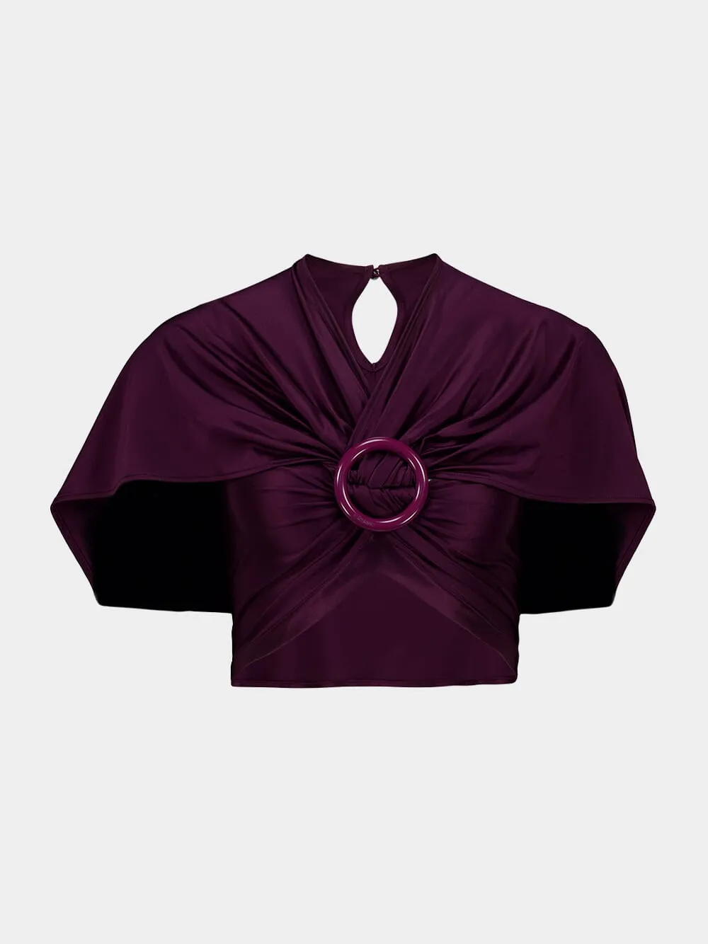 Magenta Ruched Cropped Viscose Top sold by Fashion Clinic