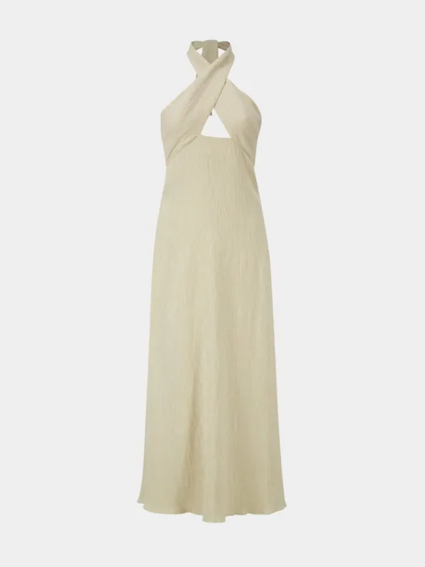 Ecru Light Heart Viscose Midi Dress made by Johanna Ortiz