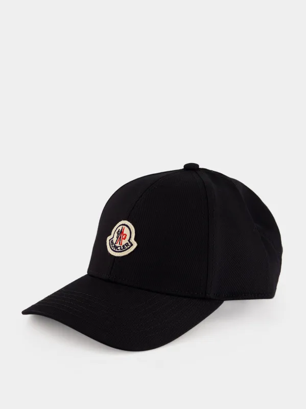 Black Cotton Gabardine Baseball Cap made by Moncler