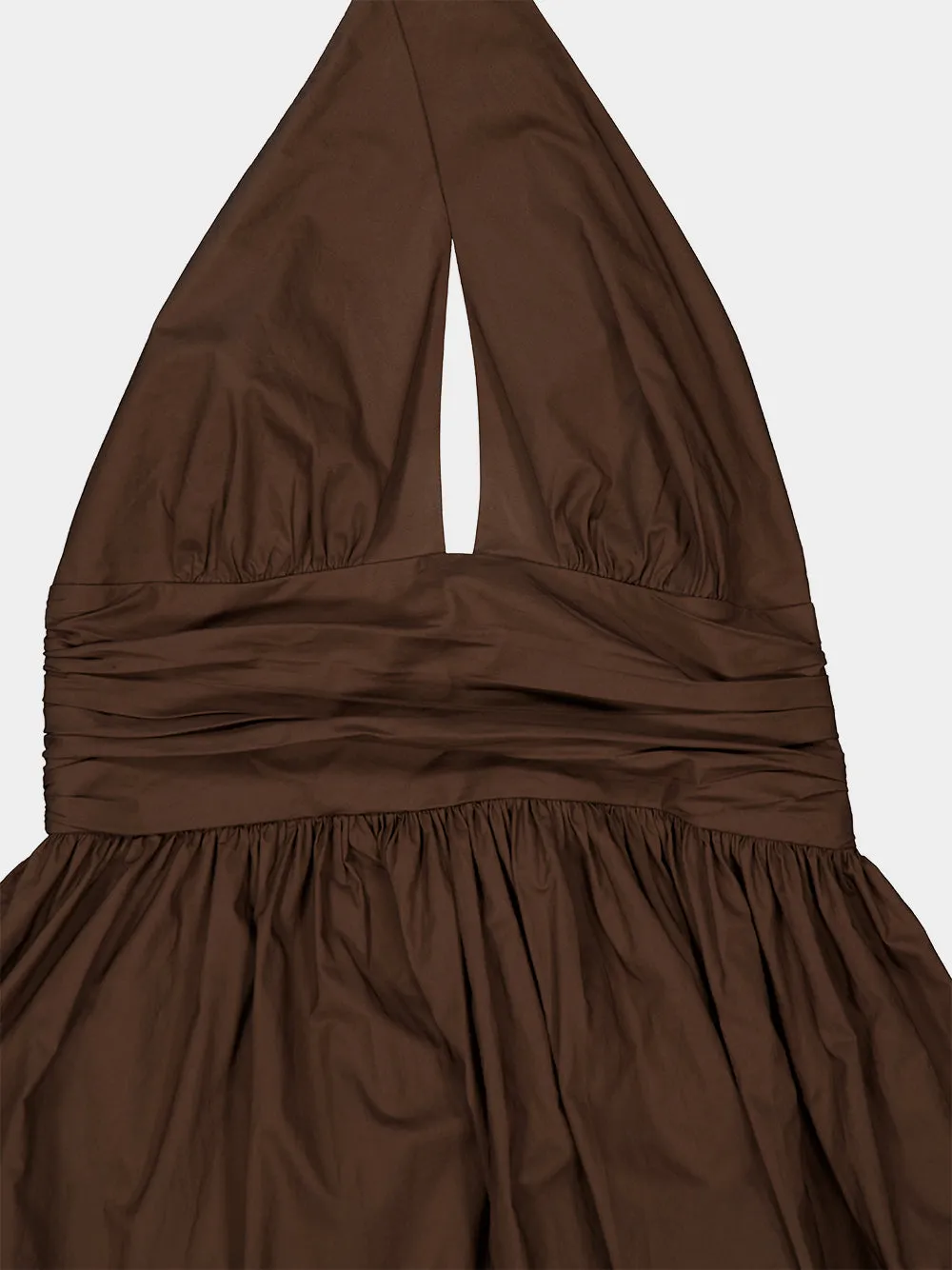 Chocolate Keyhole Halter Midi Dress sold by Fashion Clinic product image thumbnail 5
