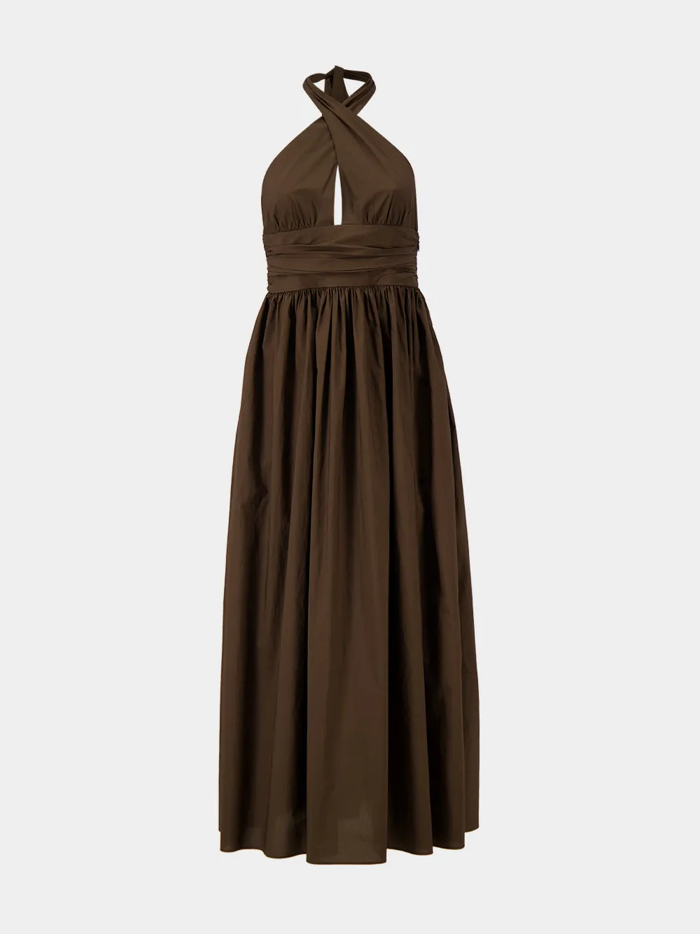 Chocolate Keyhole Halter Midi Dress sold by Fashion Clinic product image thumbnail 2