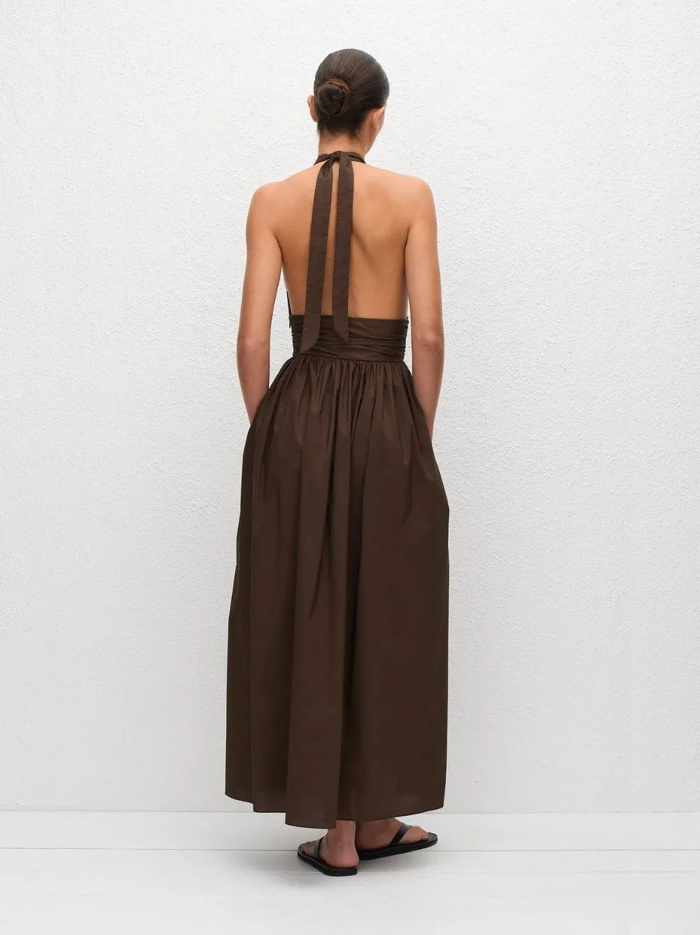 Chocolate Keyhole Halter Midi Dress sold by Fashion Clinic product image thumbnail 3