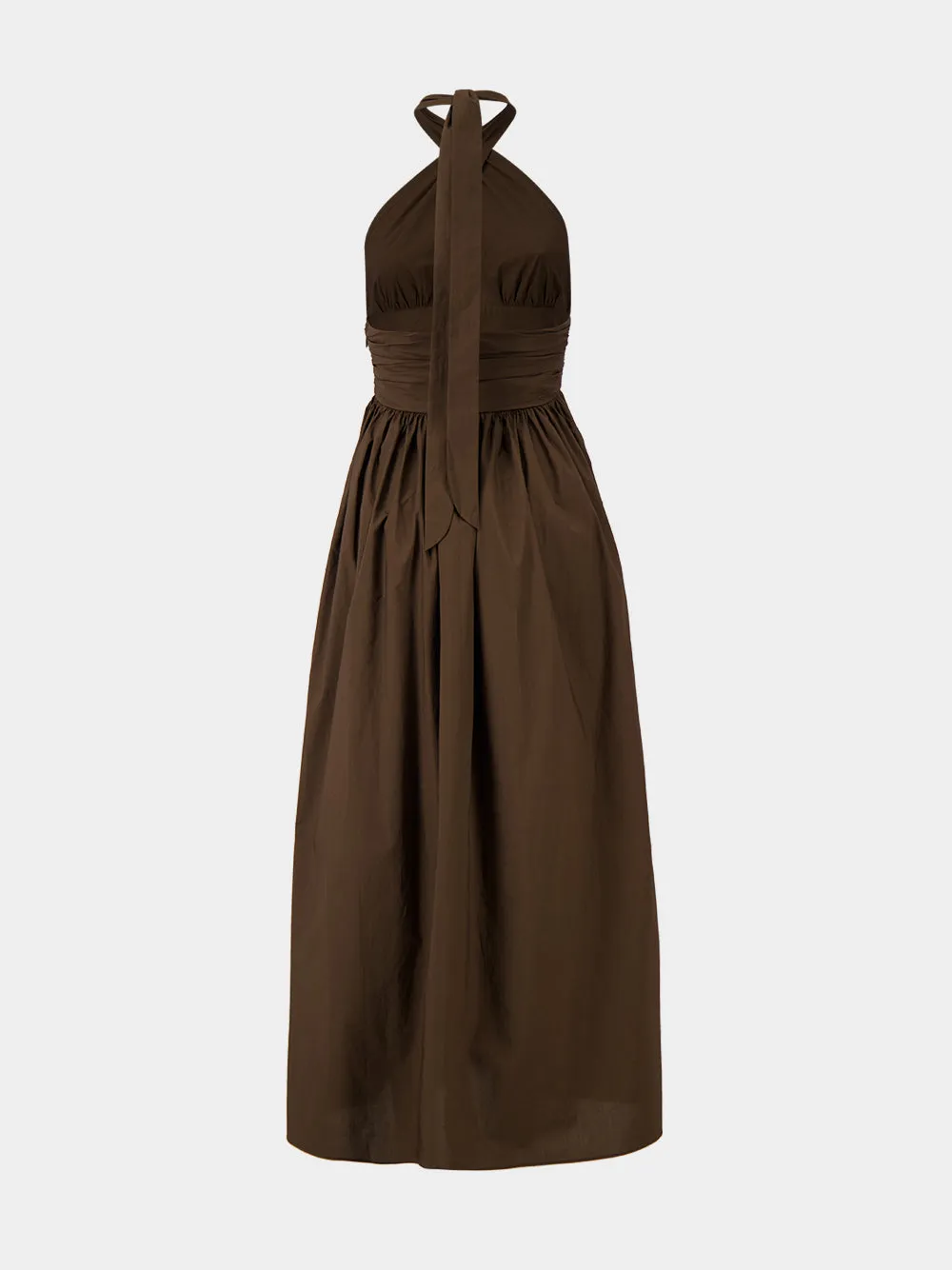 Chocolate Keyhole Halter Midi Dress sold by Fashion Clinic product image thumbnail 4