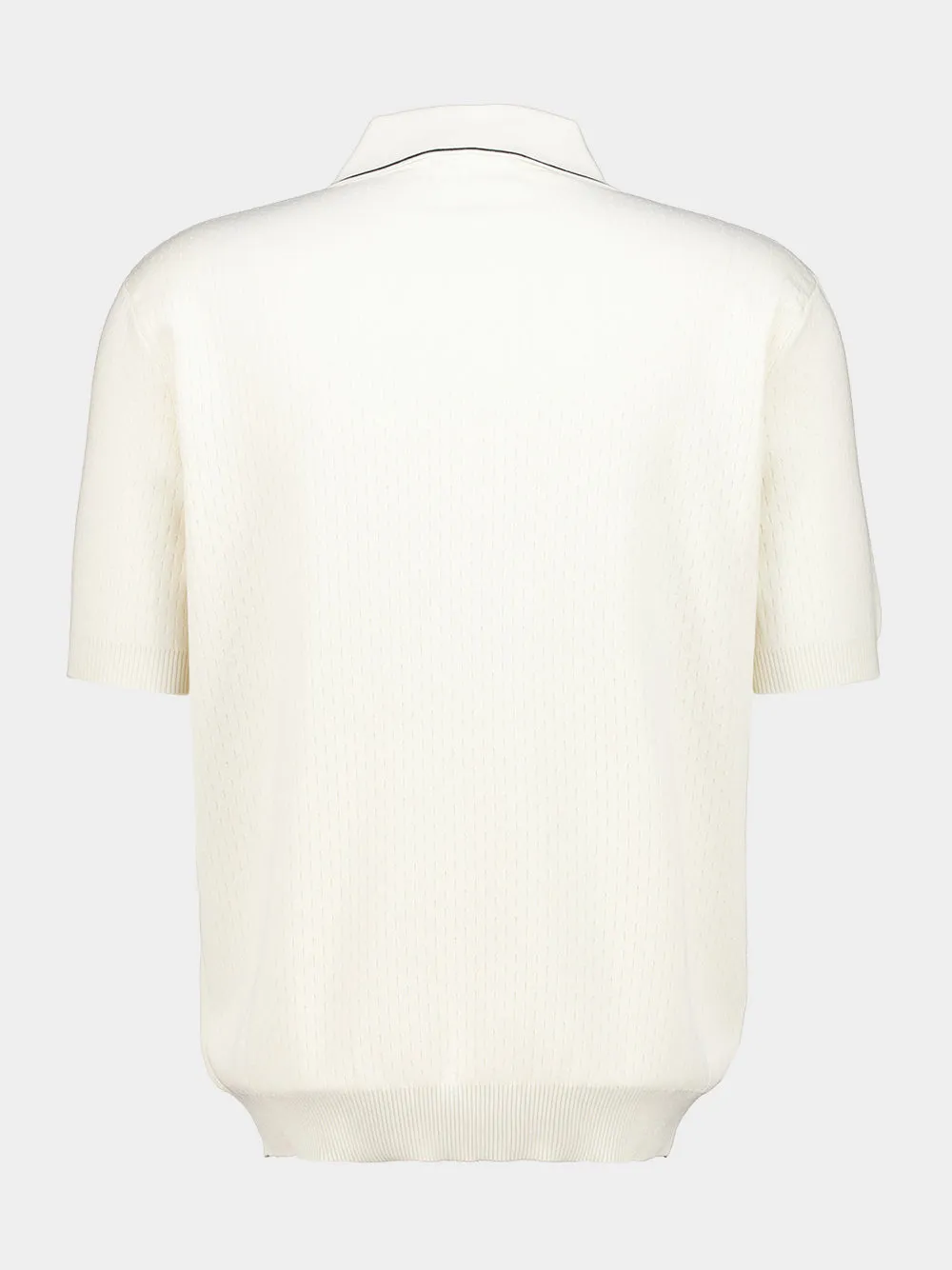 White Silk and Cotton Zip Polo Shirt sold by Fashion Clinic product image thumbnail 3