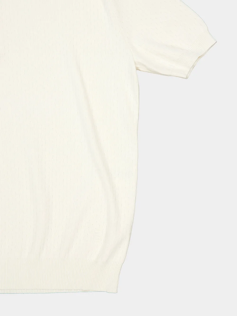 White Silk and Cotton Zip Polo Shirt sold by Fashion Clinic product image thumbnail 5