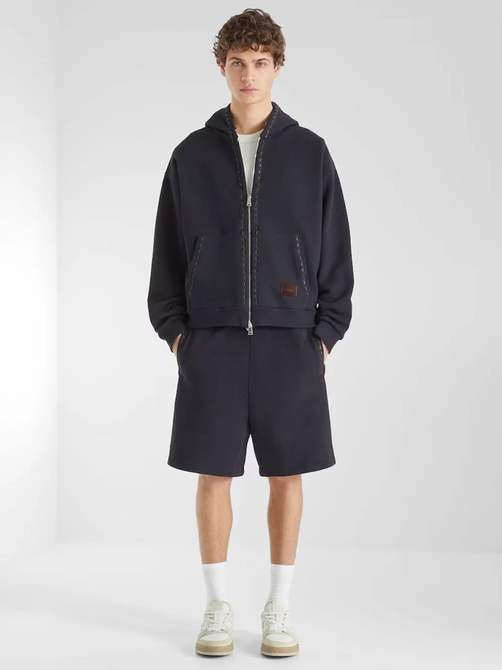 Navy Hooded Zip-Up Sweatshirt sold by Fashion Clinic
