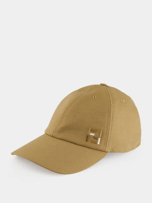 Beige Cotton and Linen Baseball Cap made by Fendi
