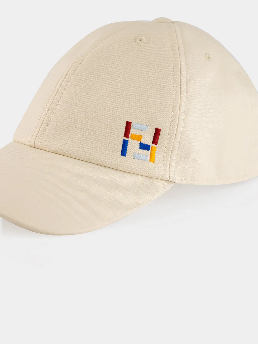 White Cotton and Linen Baseball Cap sold by Fashion Clinic product image thumbnail 5