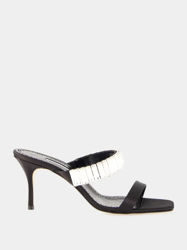 Black Sakobay 70 Satin Sandals made by Manolo Blahnik