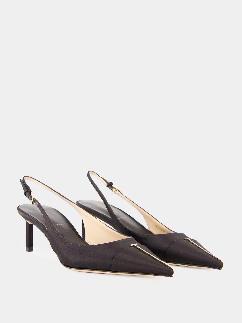 Black Crystal Silk Slingback Pumps sold by Fashion Clinic product image thumbnail 3
