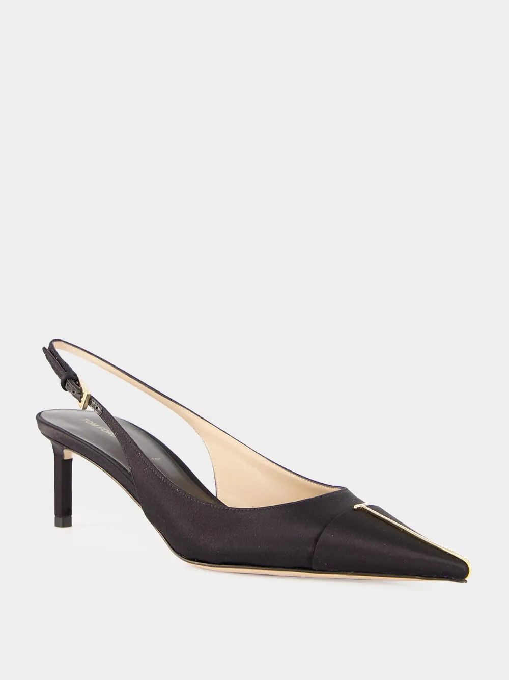 Black Crystal Silk Slingback Pumps sold by Fashion Clinic product image thumbnail 2