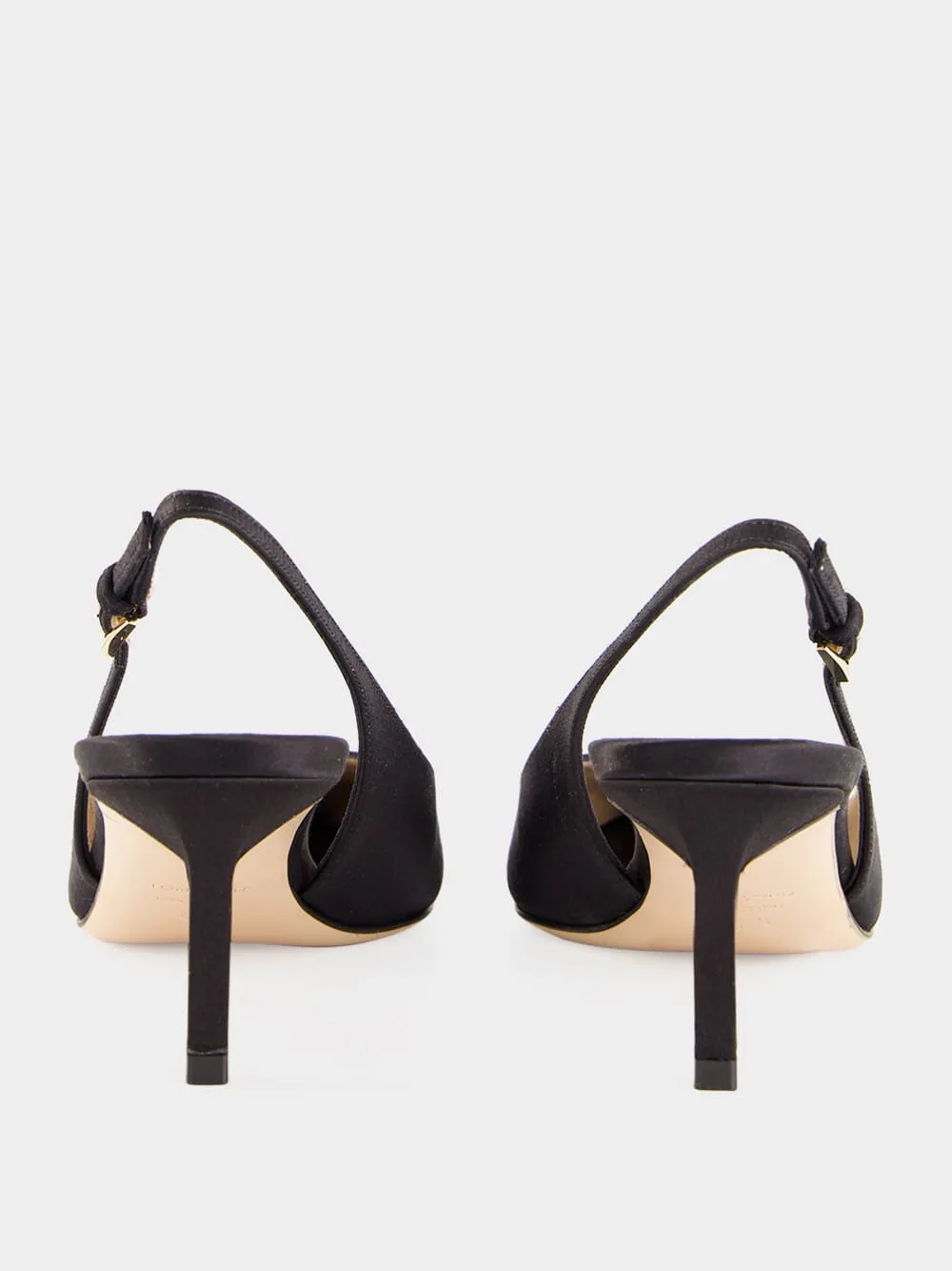 Black Crystal Silk Slingback Pumps sold by Fashion Clinic product image thumbnail 5