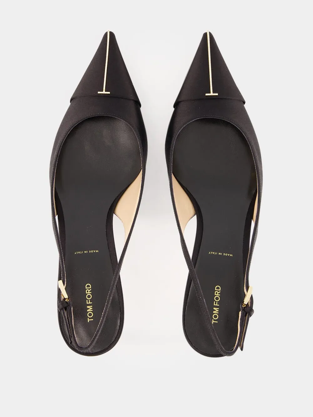 Black Crystal Silk Slingback Pumps sold by Fashion Clinic product image thumbnail 4