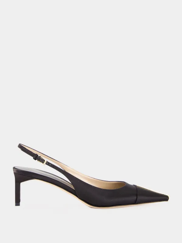 Black Crystal Silk Slingback Pumps made by Tom Ford