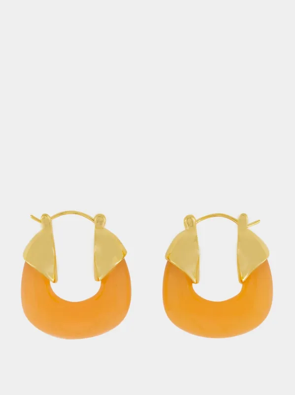 Tangerine Mini Organic Hoops made by Lizzie Fortunato