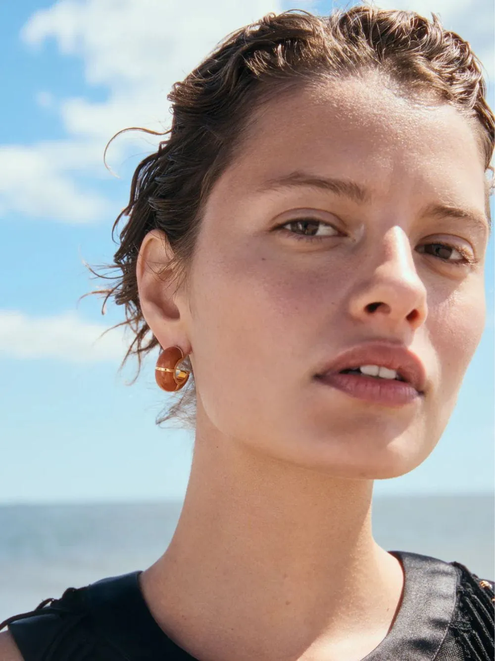 Peach Zellige Hoop Earrings sold by Fashion Clinic product image thumbnail 2