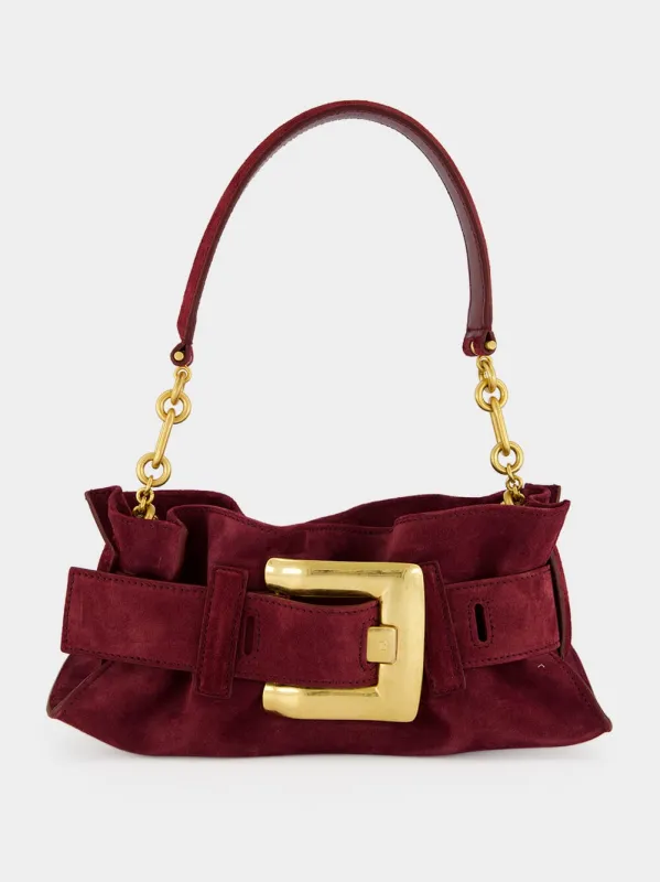 Red Anthem Mini Suede Bag made by Balmain