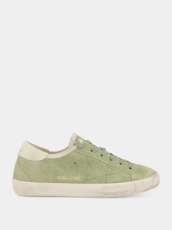 Sage Green and White Super-Star Sneakers made by Golden Goose