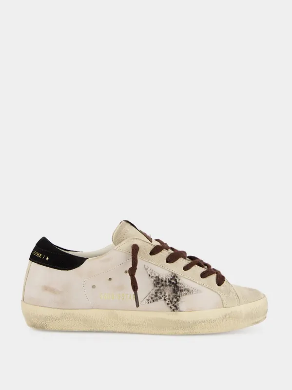 Seed Pearl and Black Super-Star Sneakers made by Golden Goose