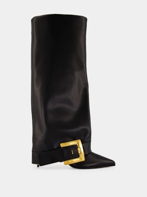 Black Anthem Calfskin Boots made by Balmain