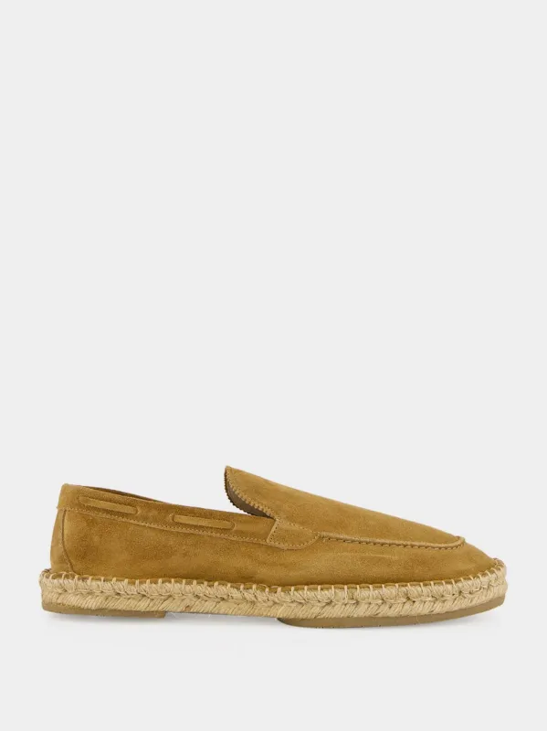 Beige Beachside Suede Espadrille Loafers made by Aurelien