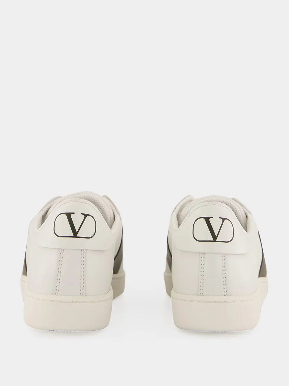 White and Khaki Green Nappa Leather Sneakers sold by Fashion Clinic product image thumbnail 5