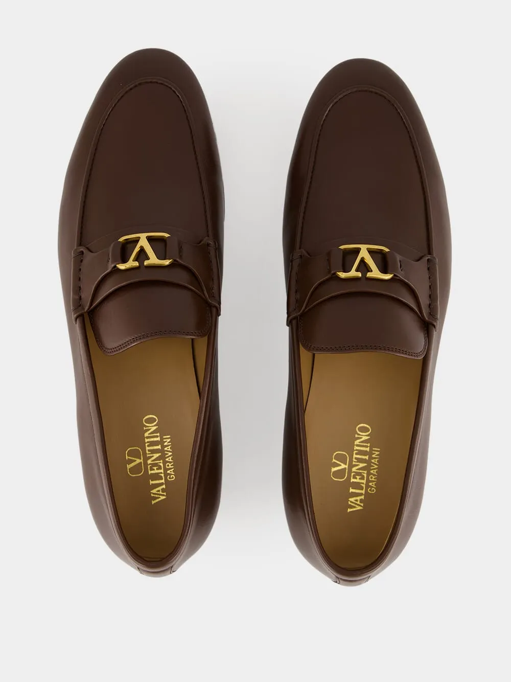 Brown VLogo Signature Nappa Loafers sold by Fashion Clinic product image thumbnail 4