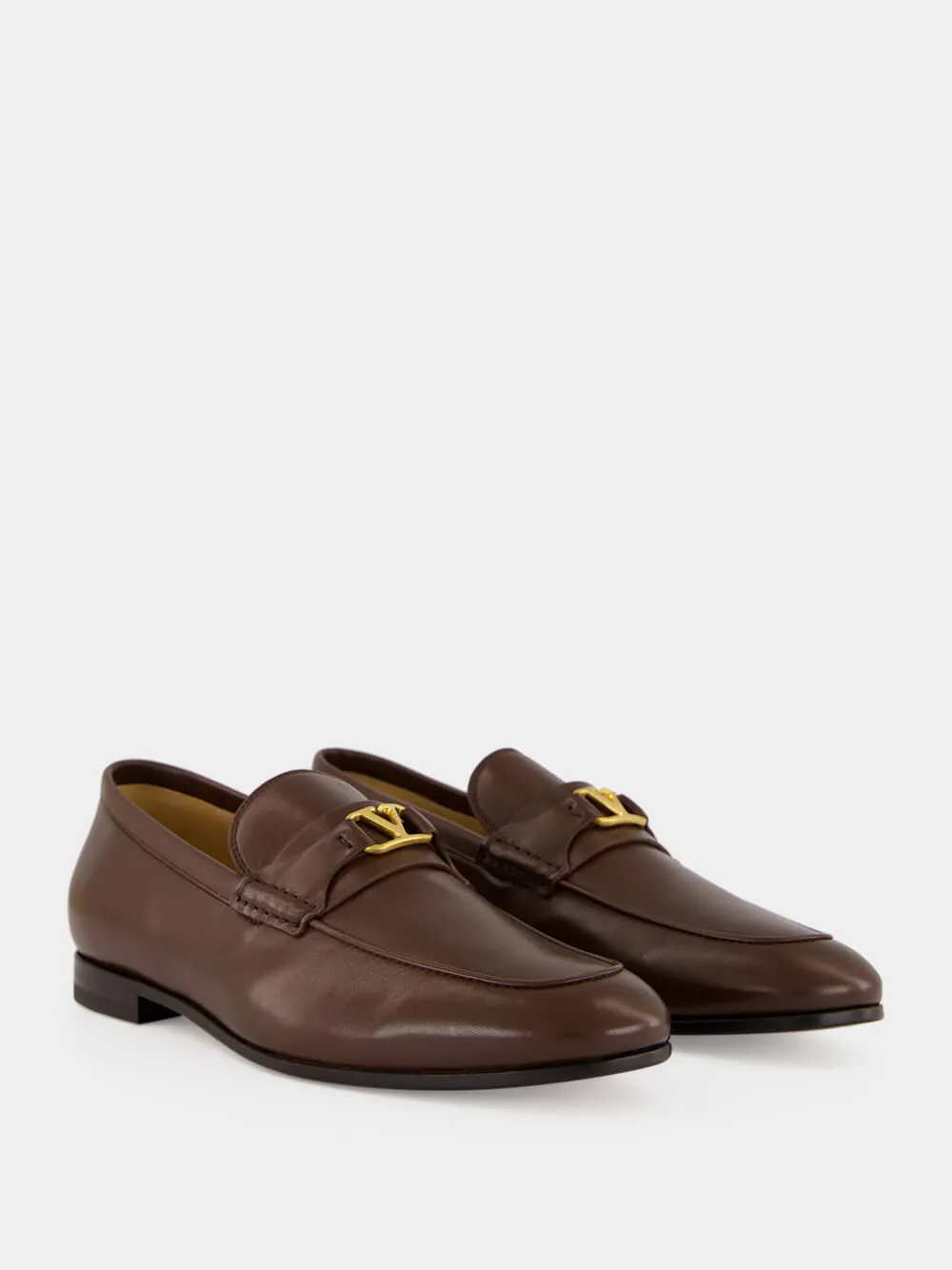 Brown VLogo Signature Nappa Loafers sold by Fashion Clinic product image thumbnail 3