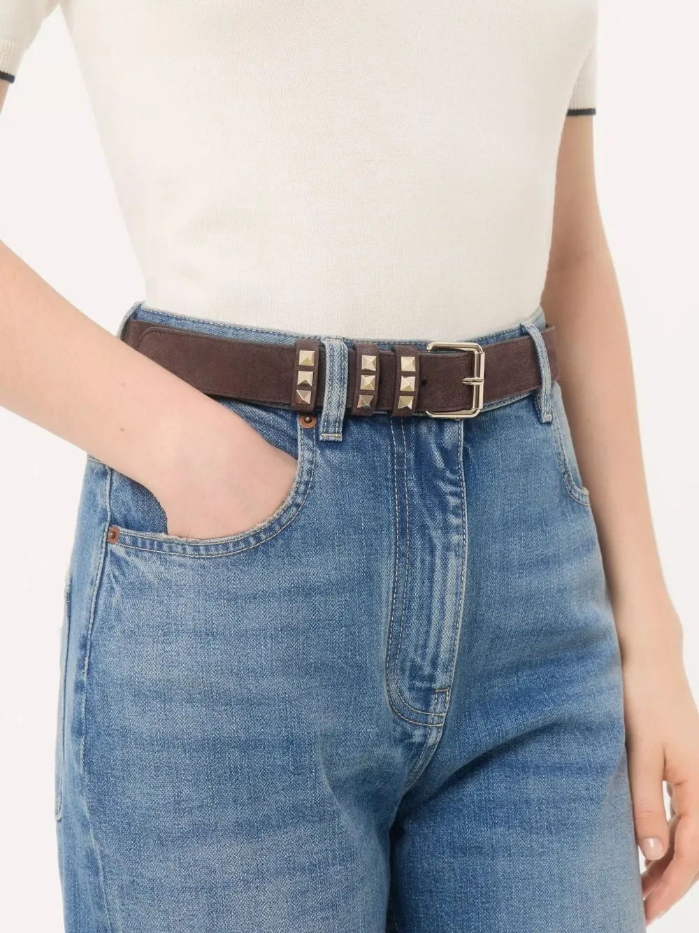 Ebony Rockstud Suede Belt sold by Fashion Clinic product image thumbnail 2