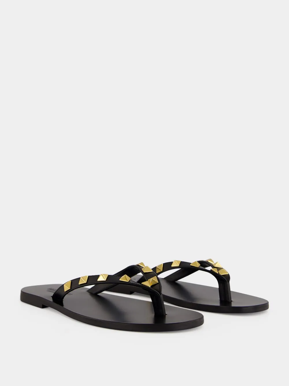 Black Rockstud Leather Slides sold by Fashion Clinic product image thumbnail 3