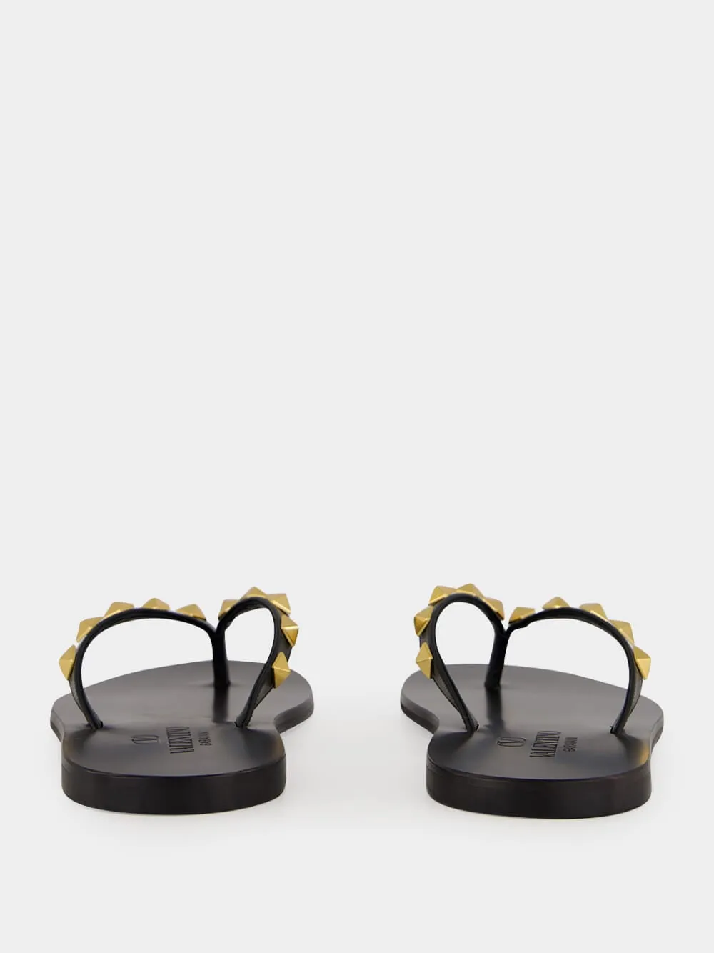 Black Rockstud Leather Slides sold by Fashion Clinic product image thumbnail 5