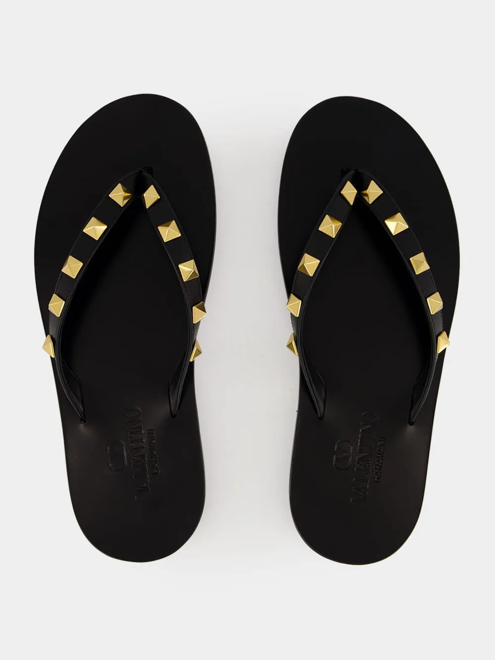 Black Rockstud Leather Slides sold by Fashion Clinic product image thumbnail 4