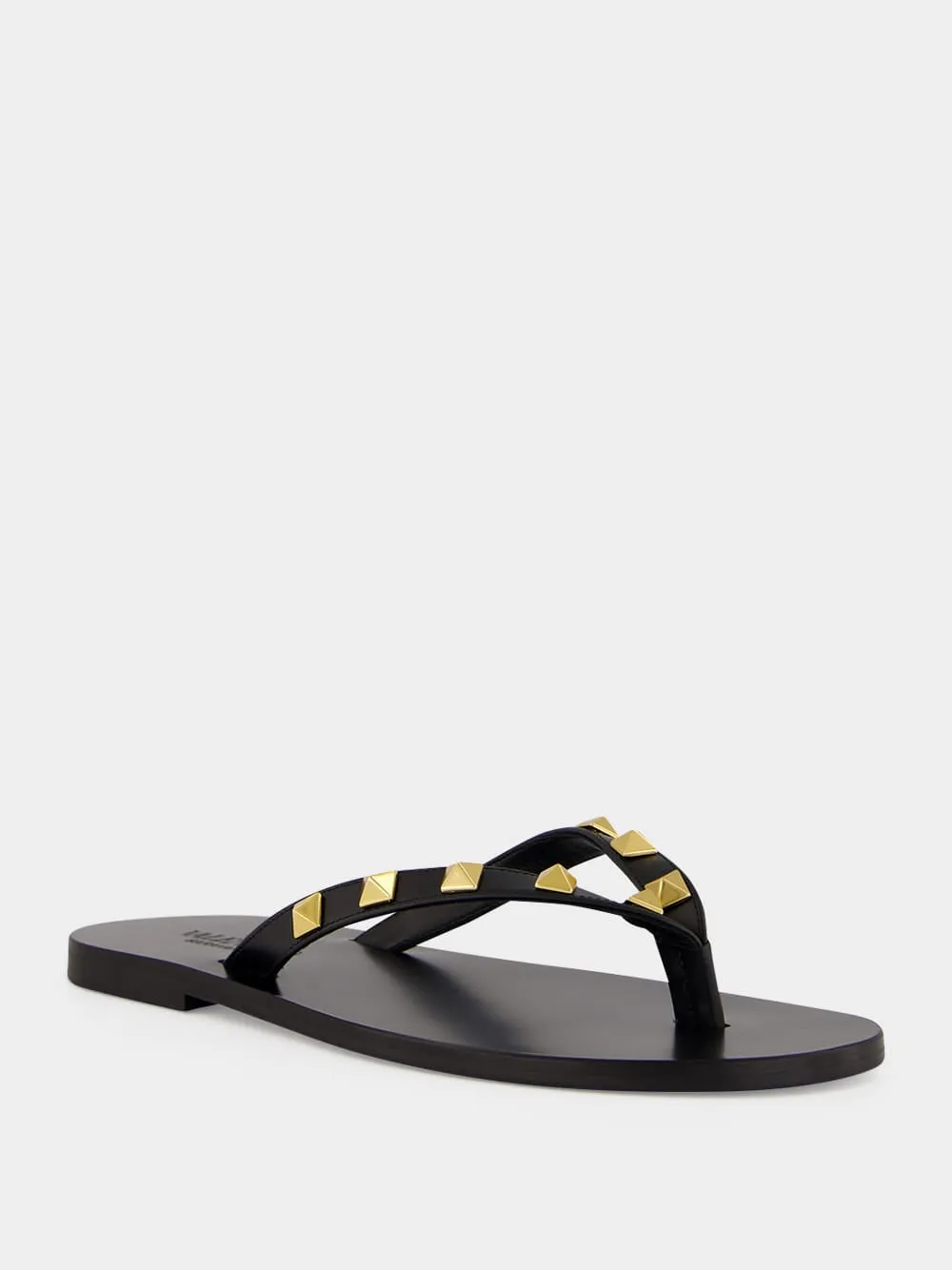 Black Rockstud Leather Slides sold by Fashion Clinic product image thumbnail 2