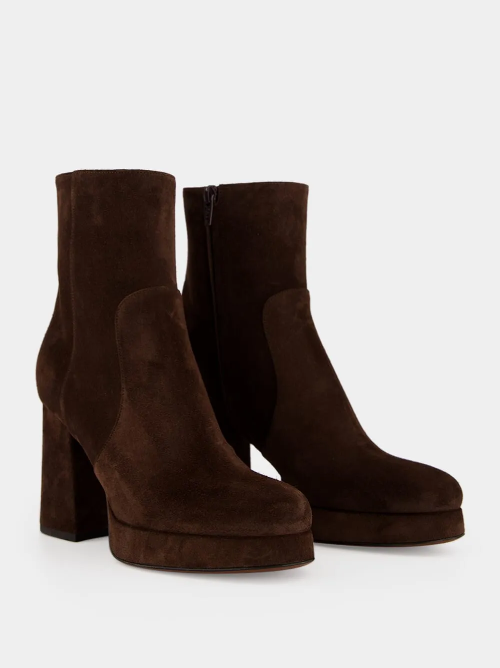 Ebony Suede Platform Ankle Boots sold by Fashion Clinic product image thumbnail 3