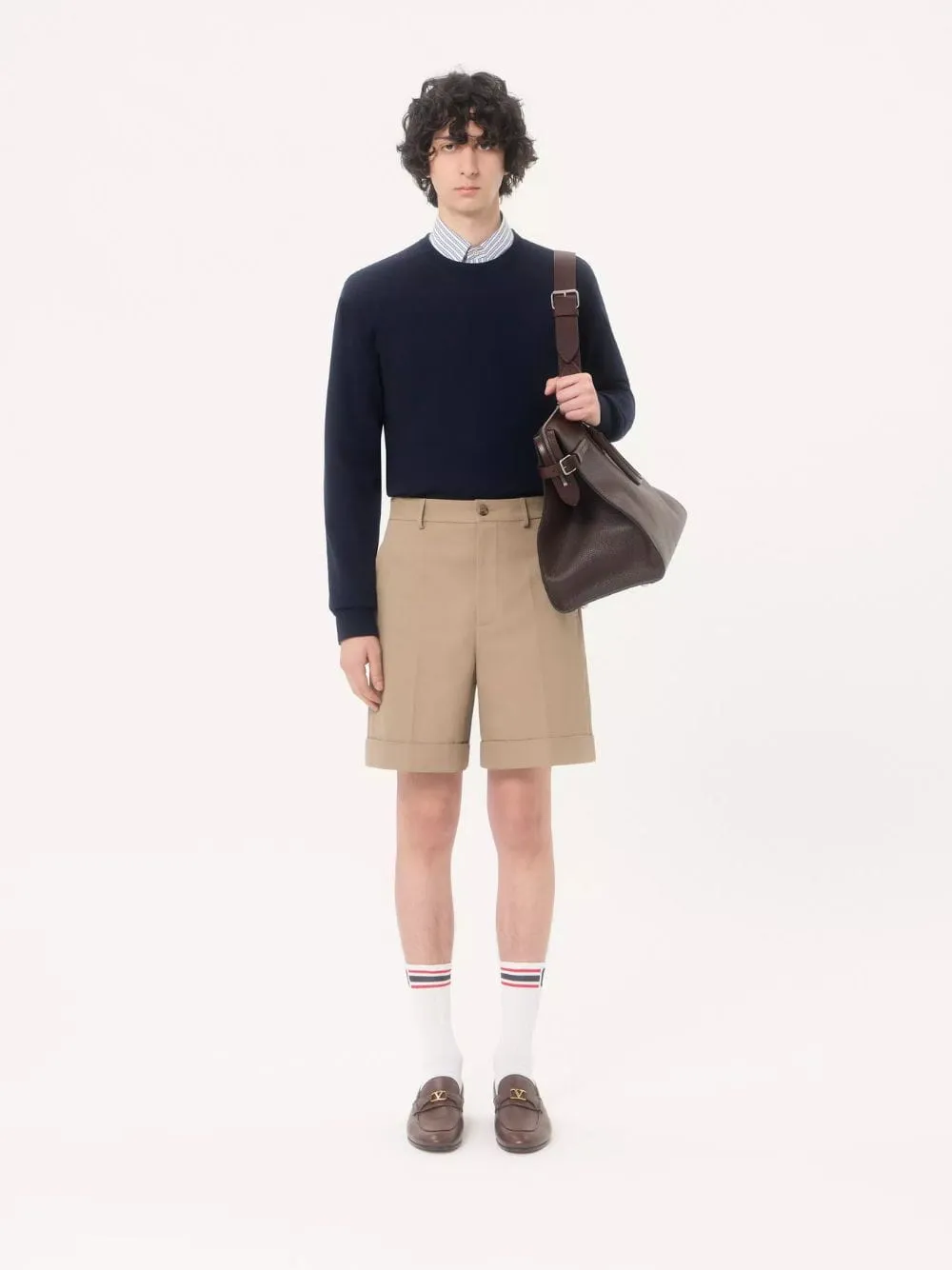 Beige Cotton Gabardine Bermuda Shorts sold by Fashion Clinic