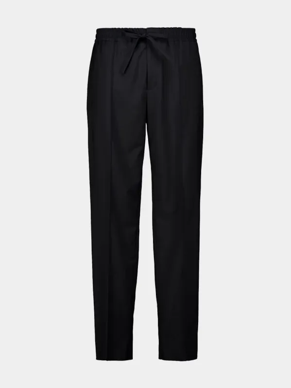 Black Straight Fit Wool Mohair Trousers made by Valentino Garavani