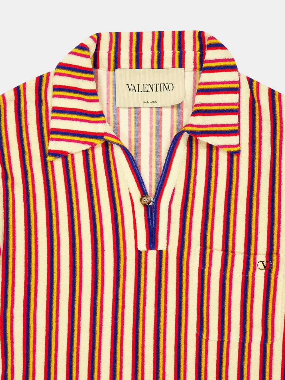 Orand and Brown Striped V-Neck Viscose Polo sold by Fashion Clinic product image thumbnail 3