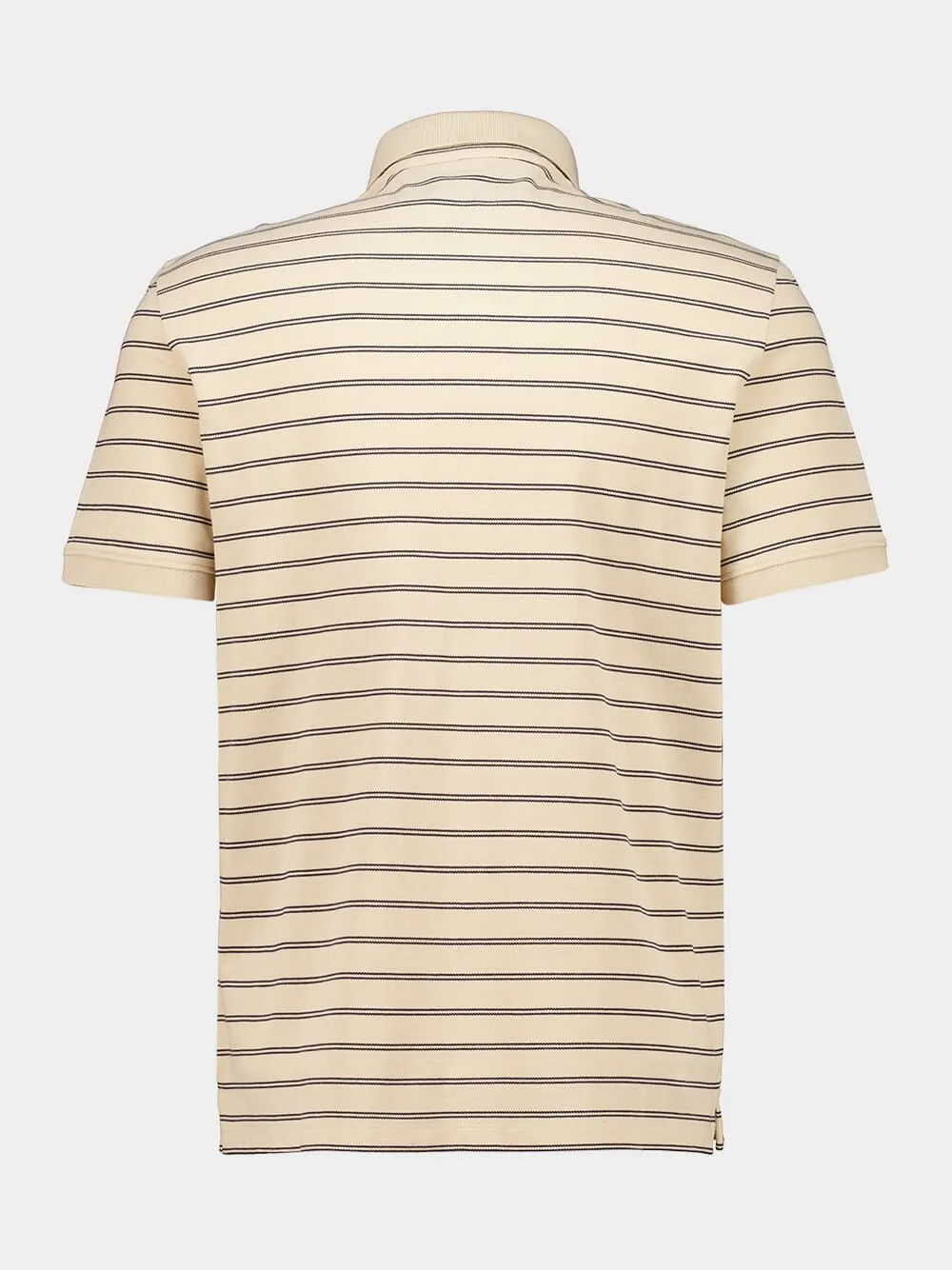 Beige and Navy Striped Cotton Piqué Polo Shirt sold by Fashion Clinic product image thumbnail 2