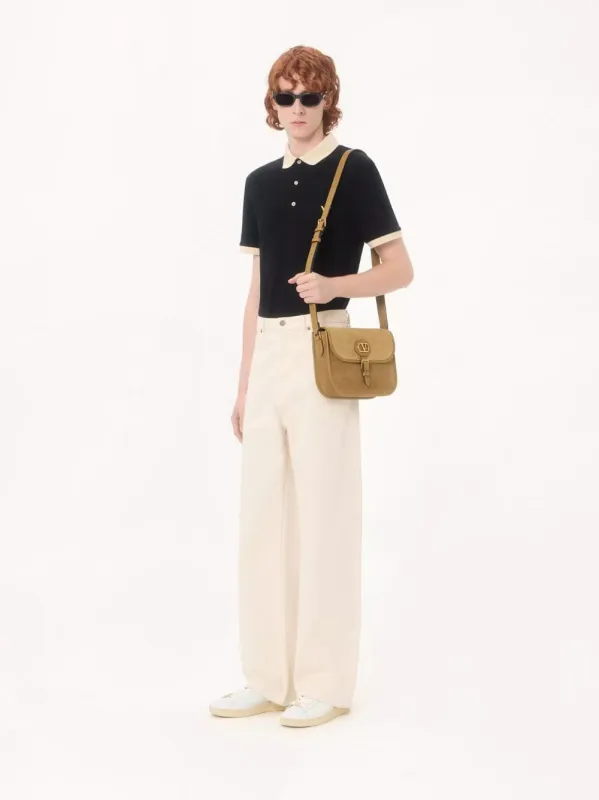 Black and Butter Cotton Piqué Polo Shirt made by Valentino Garavani