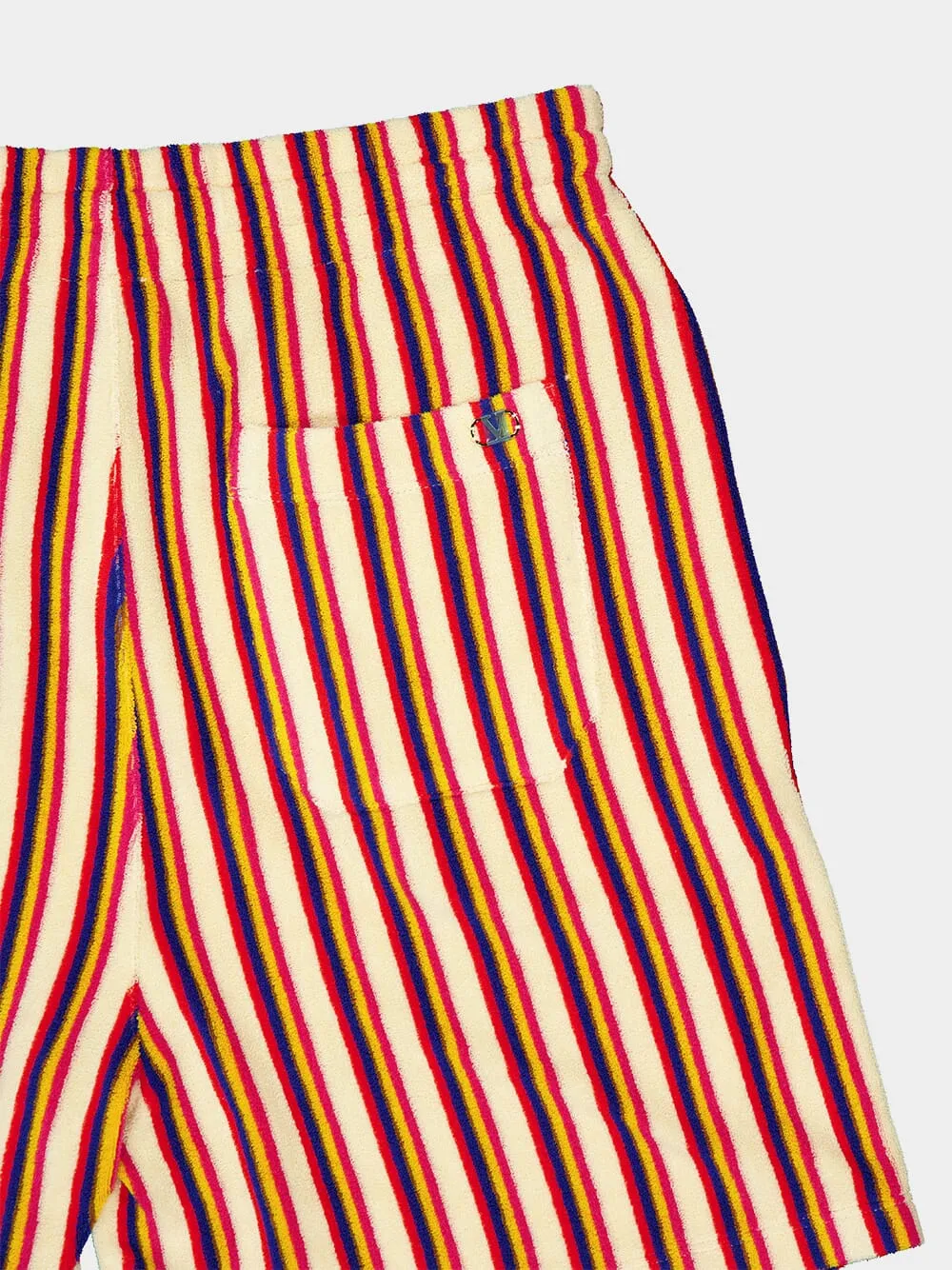 Orange and Brown Striped Viscose Shorts sold by Fashion Clinic product image thumbnail 4