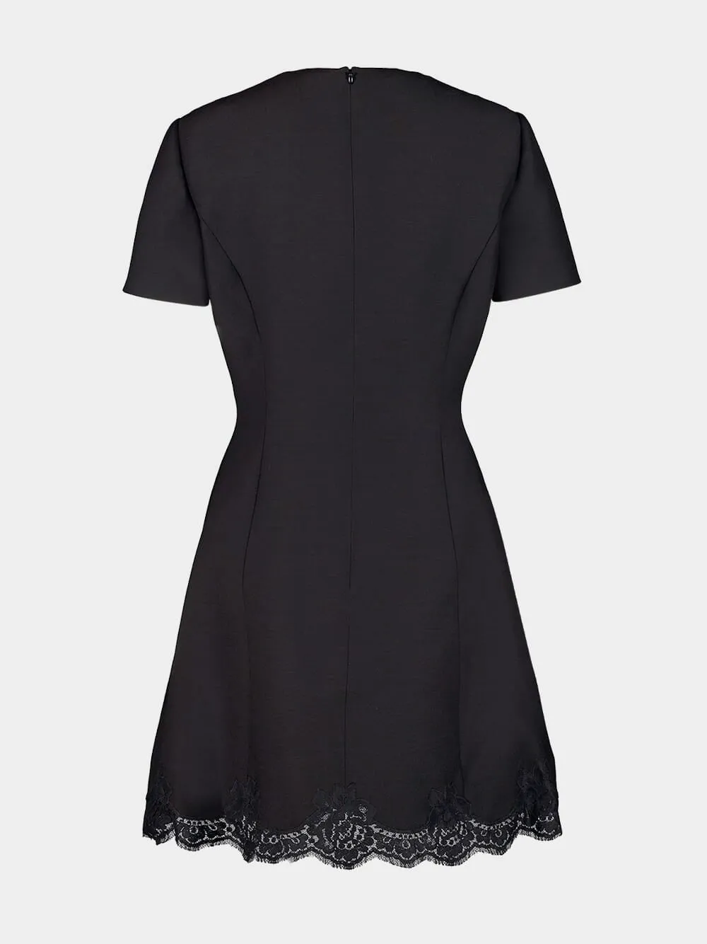 Black Wool Mini Dress with Lace Hem sold by Fashion Clinic product image thumbnail 2