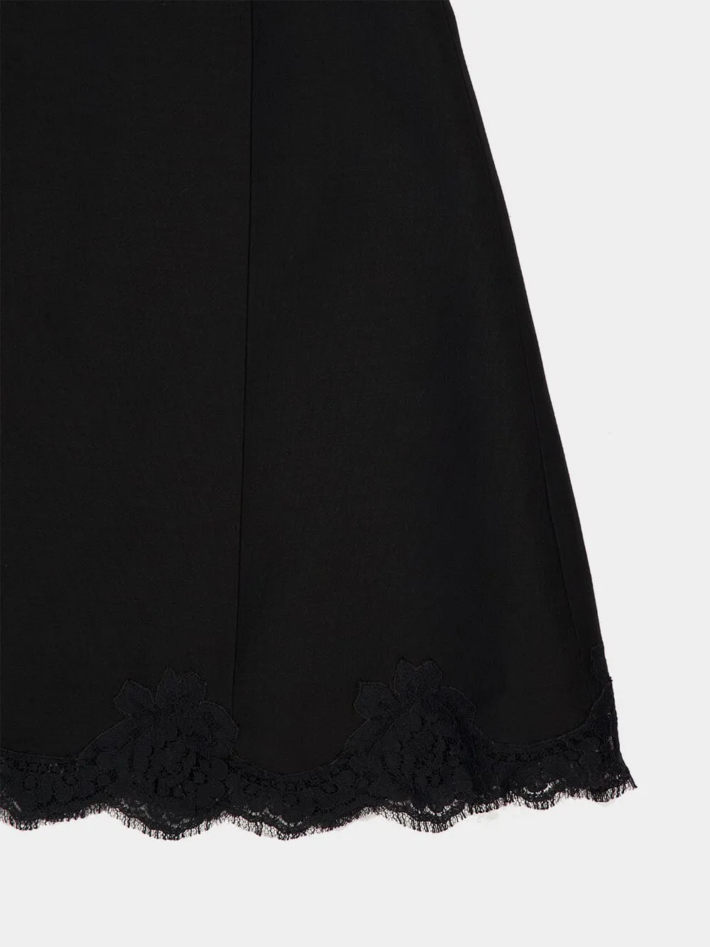 Black Wool Mini Dress with Lace Hem sold by Fashion Clinic product image thumbnail 4