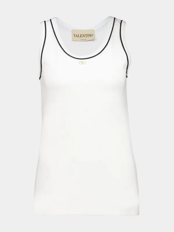 White Cotton Jersey Tank Top made by Valentino Garavani