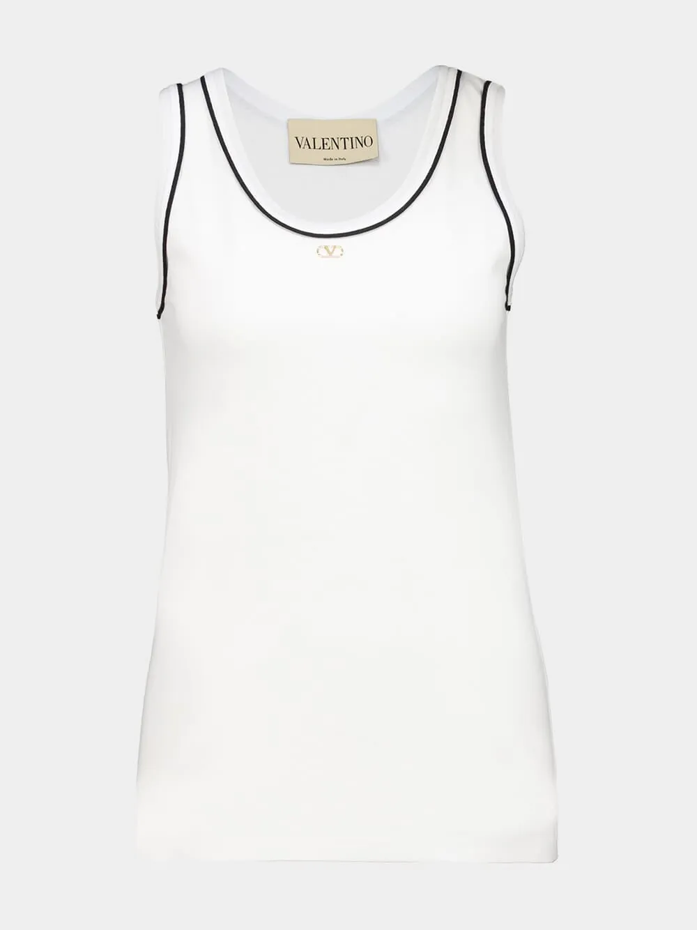 White Cotton Jersey Tank Top sold by Fashion Clinic