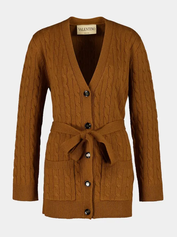 Bright Cuir Cashmere Knit Cardigan made by Valentino Garavani