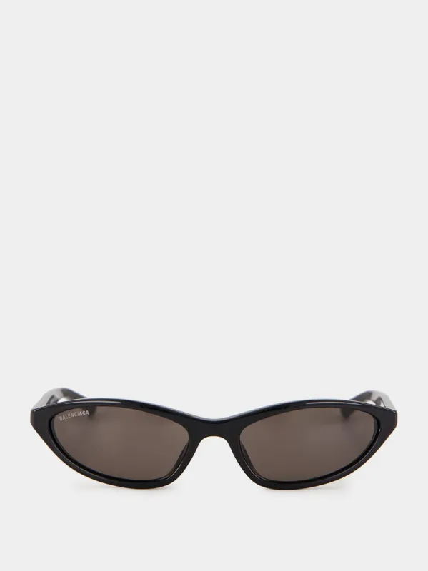 Black Neo Oval 2.0 Sunglasses made by Balenciaga