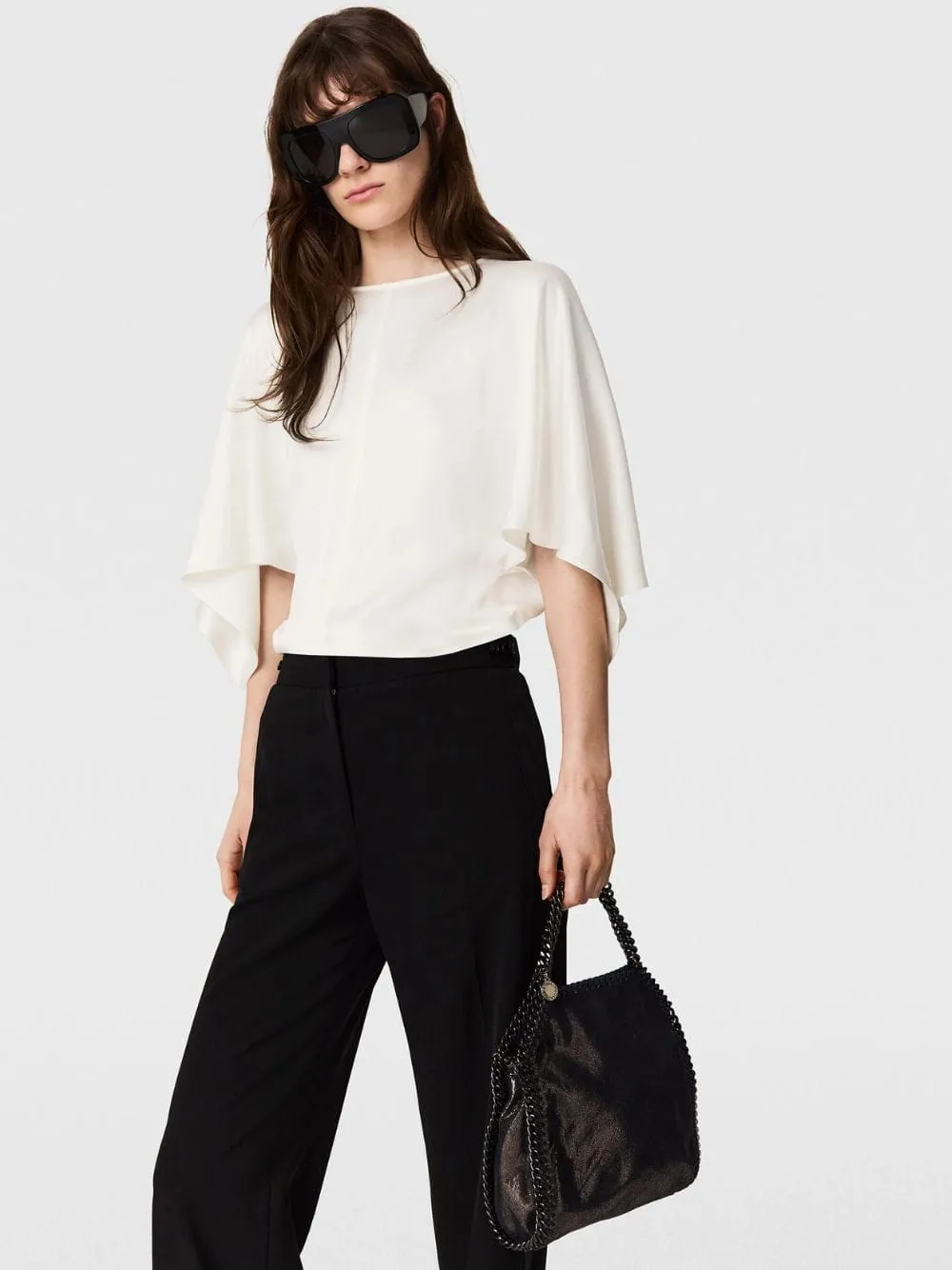 White Handkerchief Sleeve Satin Top sold by Fashion Clinic product image thumbnail 2