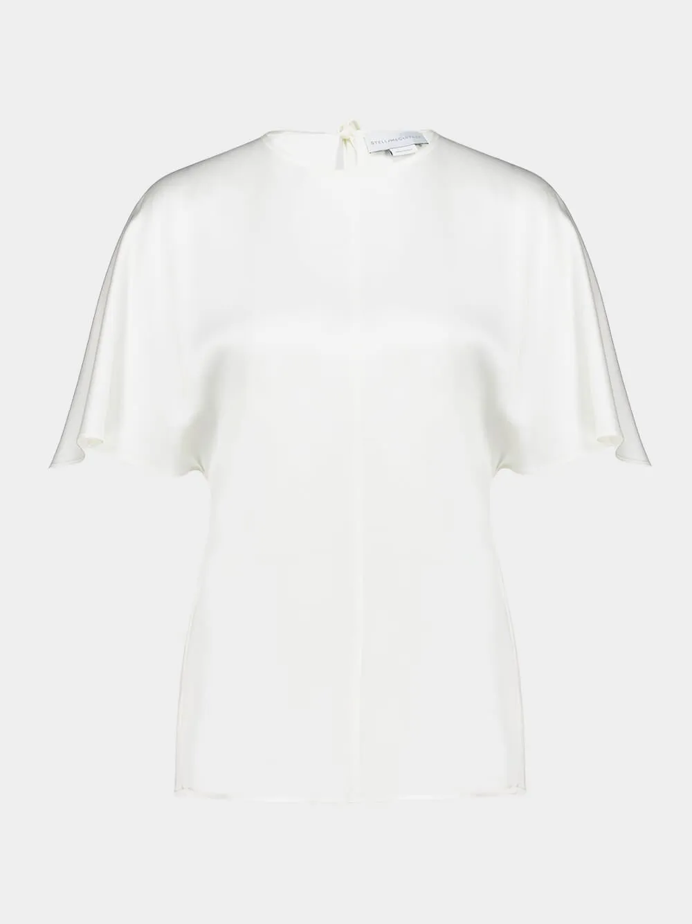 White Handkerchief Sleeve Satin Top sold by Fashion Clinic