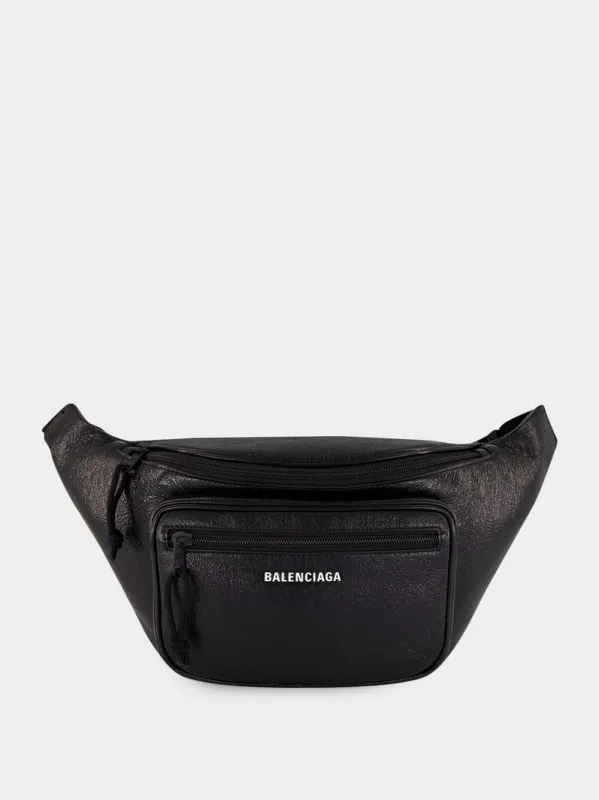 Black Explorer Leather Belt Bag made by Balenciaga